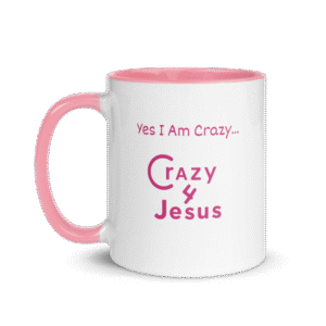  Ceramic mug with colored interior and “Crazy 4 jesus" text — vibrant and faith-affirming